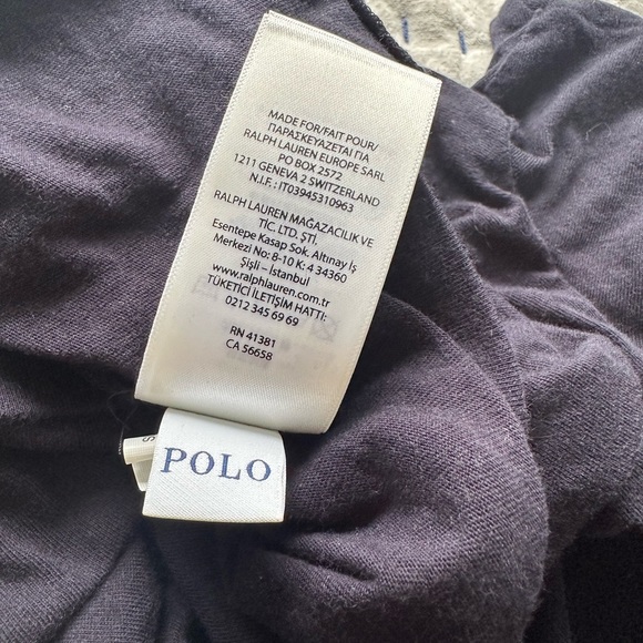 Men’s Large Dark Blue Ralph Lauren Polo Cotton V Neck Short Sleeve Tee-Shirt - Picture 5 of 5